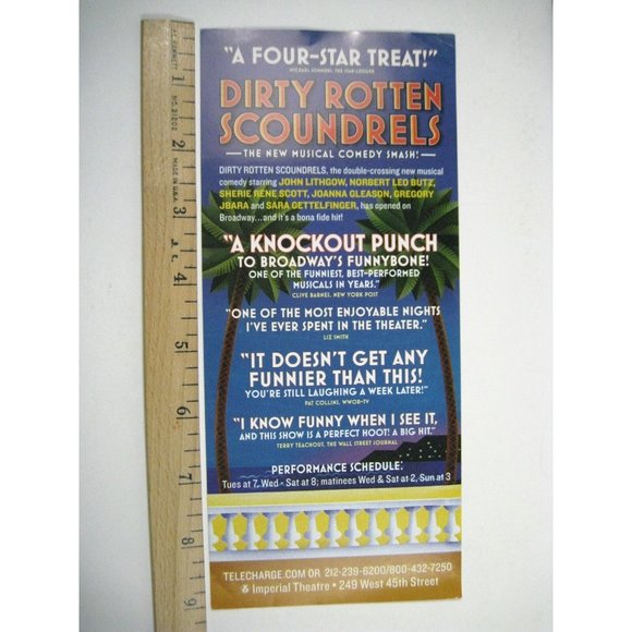 Dirty Rotten Scoundrels Playbill 2005 Imperial Theatre Ticket John Lithgow - Picture 5 of 10